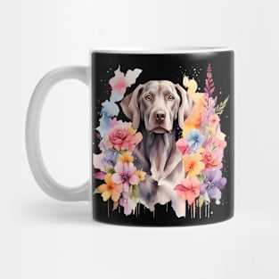 A weimaraner decorated with beautiful watercolor flowers Mug